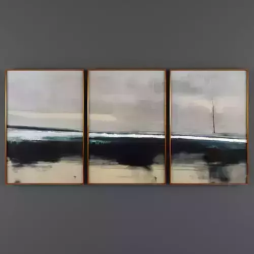 Art172 three abstract paintings hanging on wall