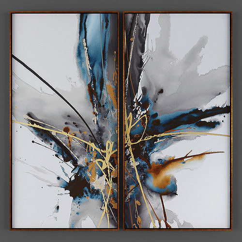 Art173 abstract painting of bird on wall Low-poly 3D model