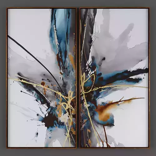 Art173 abstract painting of bird on wall