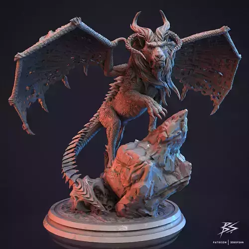 Manticore adamantium demon statue