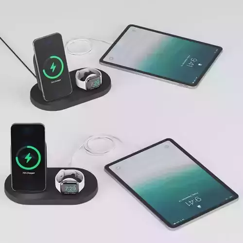Wireless Charging Dock for iPhone  Apple Watch USB-A port 3D model