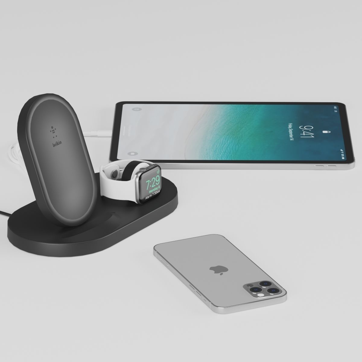 Wireless Charging Dock for iPhone  Apple Watch USB-A port 3D model_1