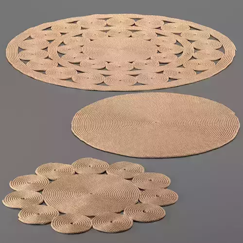Jute carpet set handmade Jute Carpet 3D model