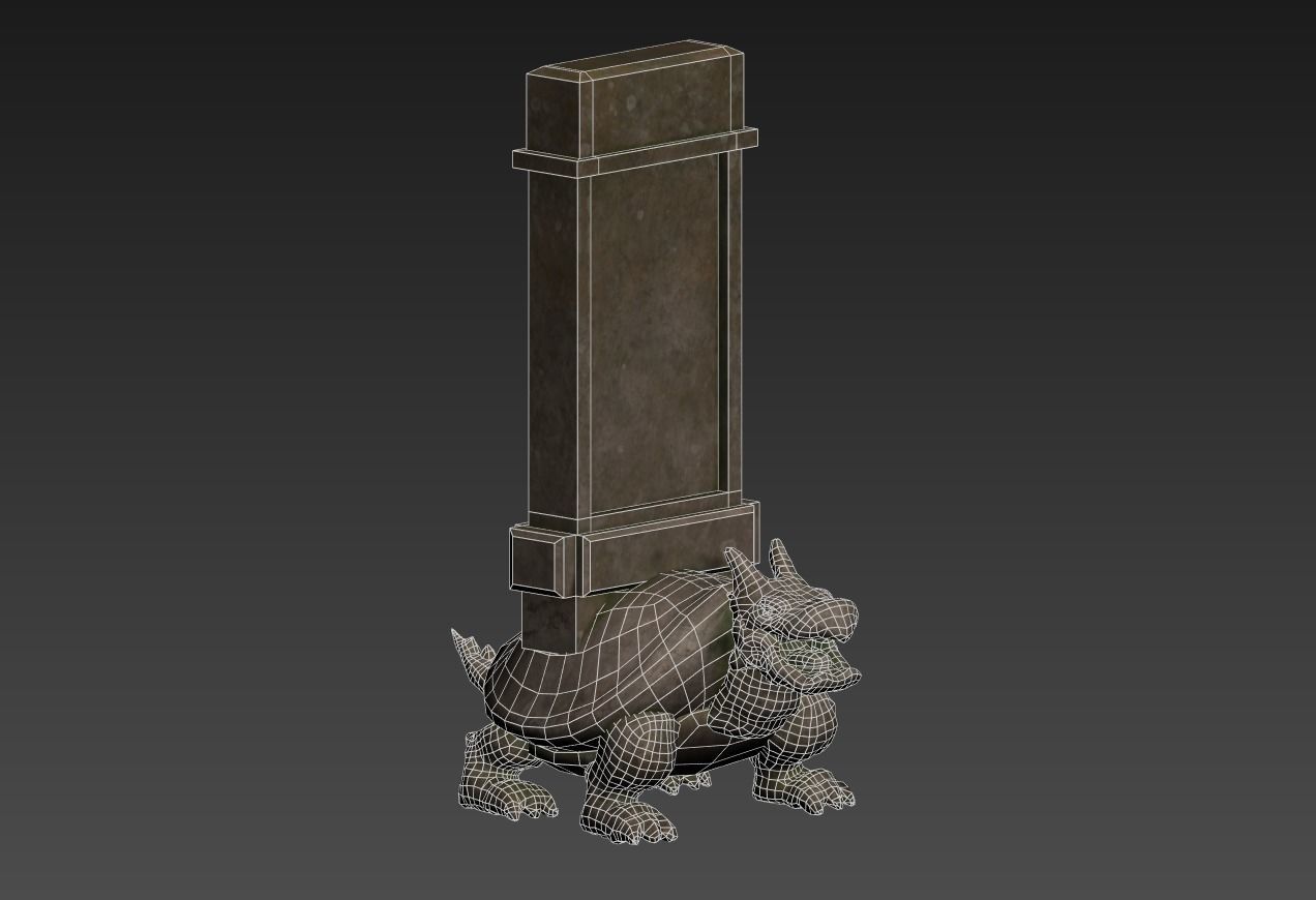 temple stone dragonturtle Low-poly 3D model_6