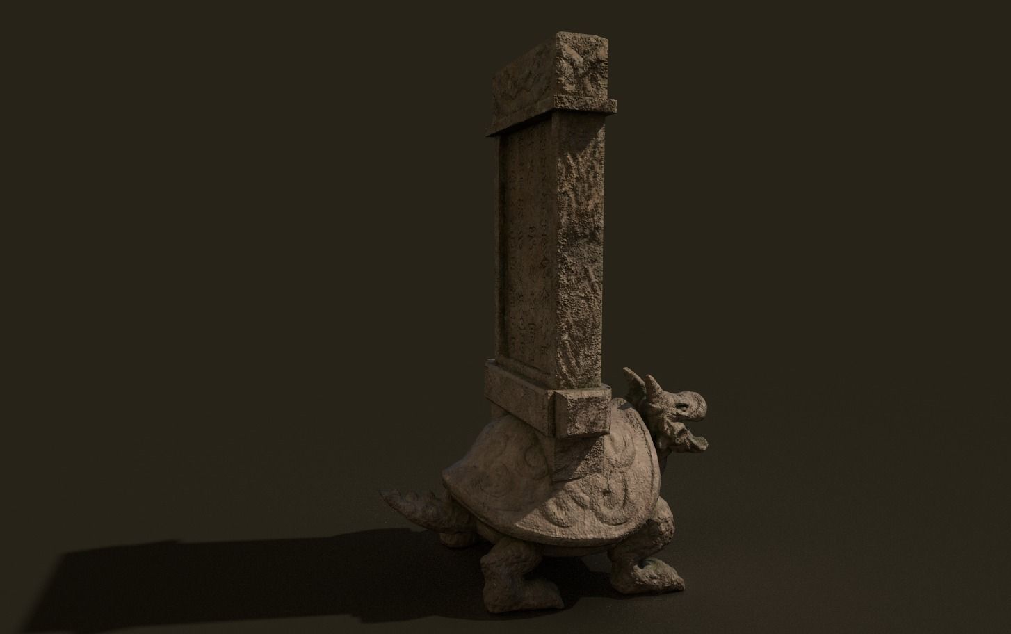 temple stone dragonturtle Low-poly 3D model_4