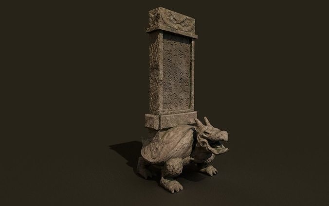 temple stone dragonturtle Low-poly 3D model
