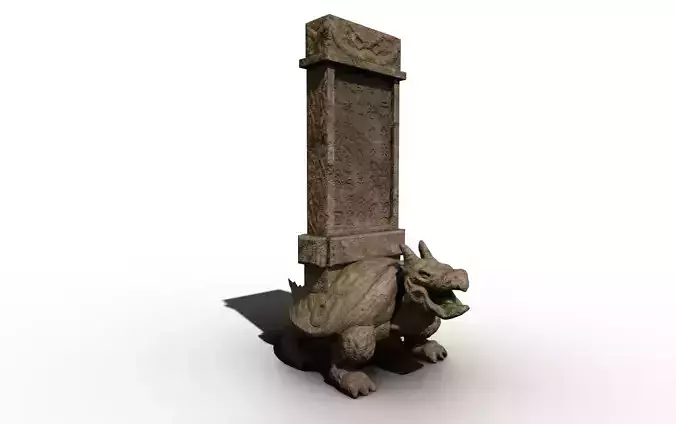 temple stone dragonturtle Low-poly 3D model