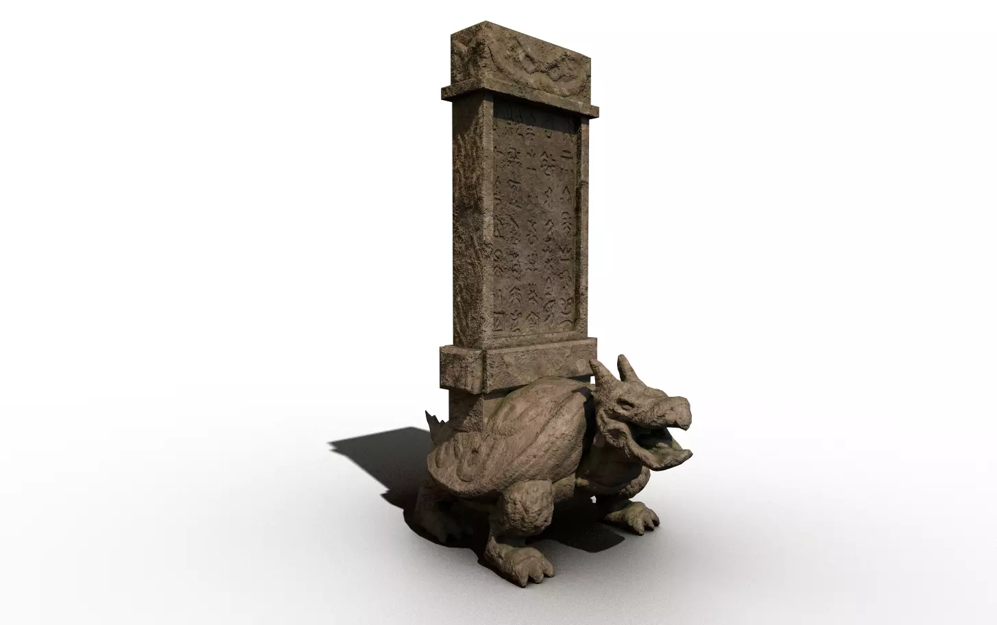 temple stone dragonturtle Low-poly 3D model_0