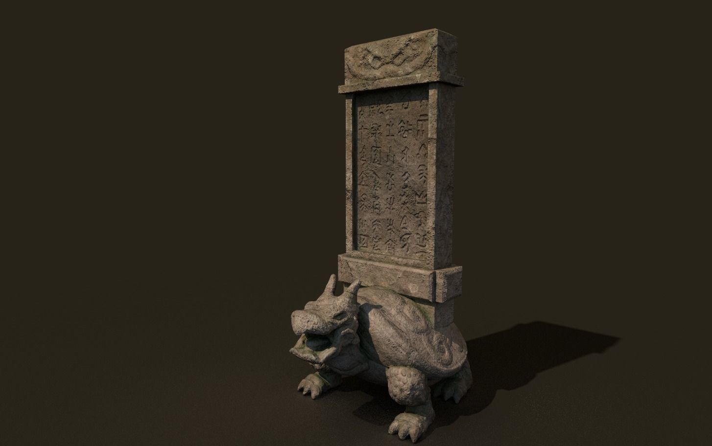 temple stone dragonturtle Low-poly 3D model_2