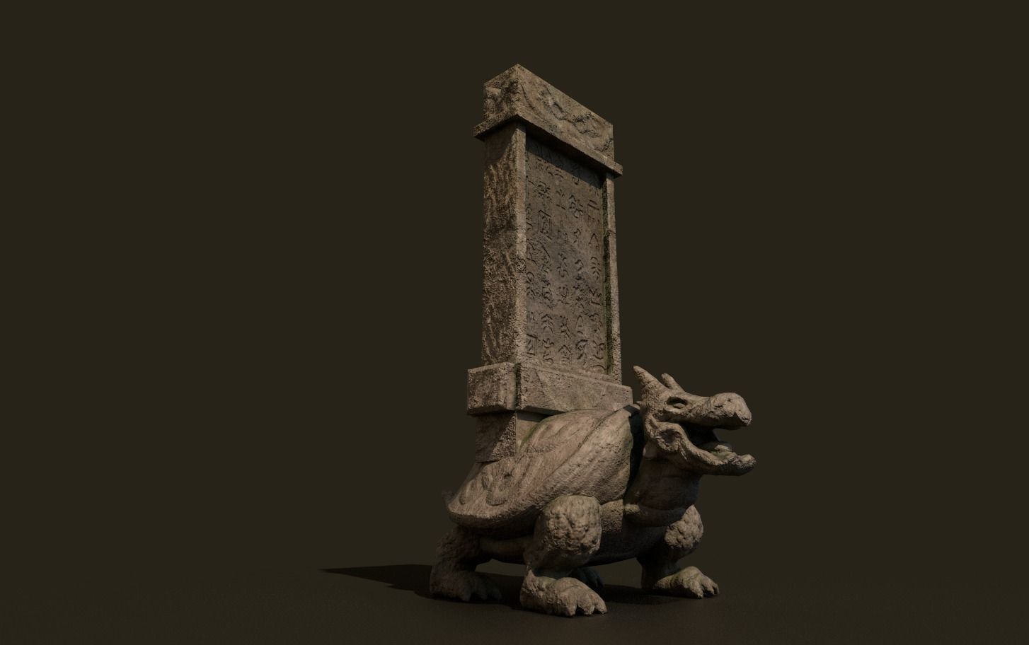 temple stone dragonturtle Low-poly 3D model_3
