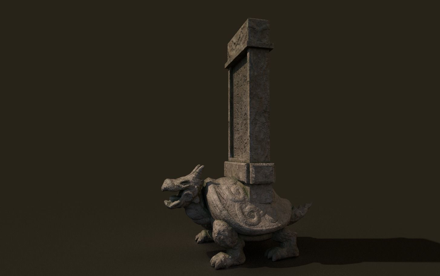 temple stone dragonturtle Low-poly 3D model_1