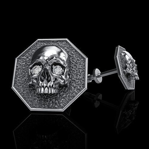 skull earrings studs 3D print model