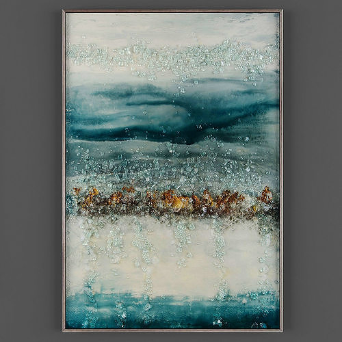 Art208 abstract painting in frame on wall Low-poly 3D model