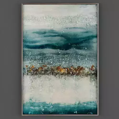 Art208 abstract painting in frame on wall