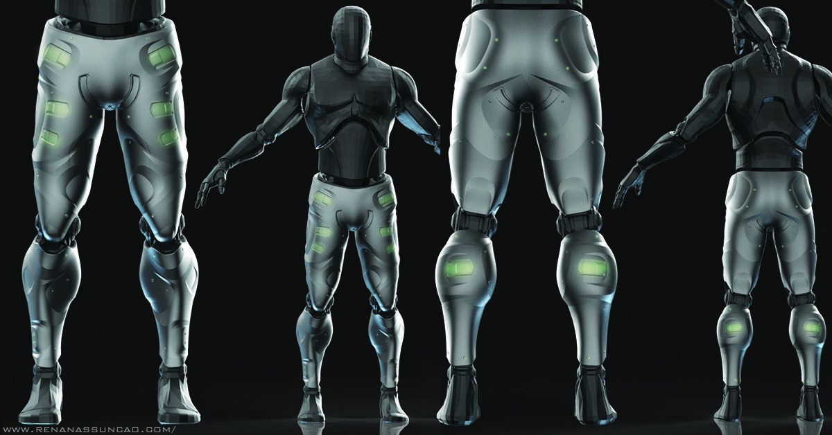 IMM 20 Scifi Legs KitBash with Uvs - Plus LP HP 3D model_9