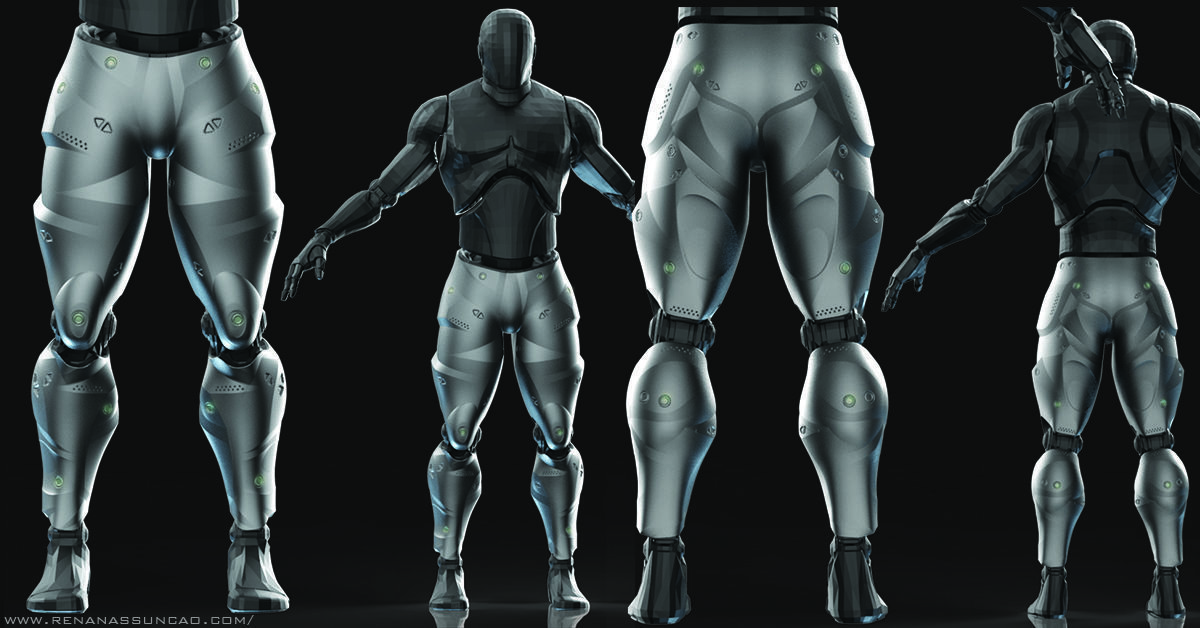 IMM 20 Scifi Legs KitBash with Uvs - Plus LP HP 3D model_5