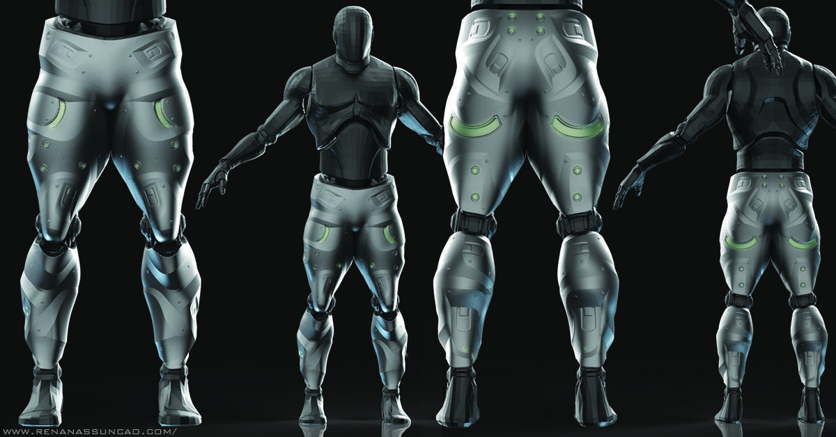 IMM 20 Scifi Legs KitBash with Uvs - Plus LP HP 3D model_7