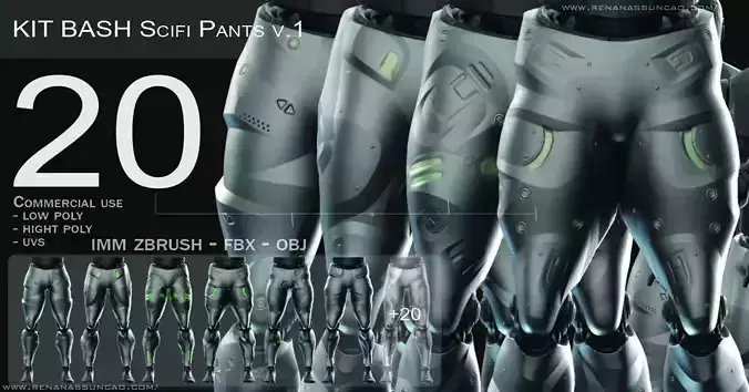 IMM 20 Scifi Legs KitBash with Uvs - Plus LP HP 3D model