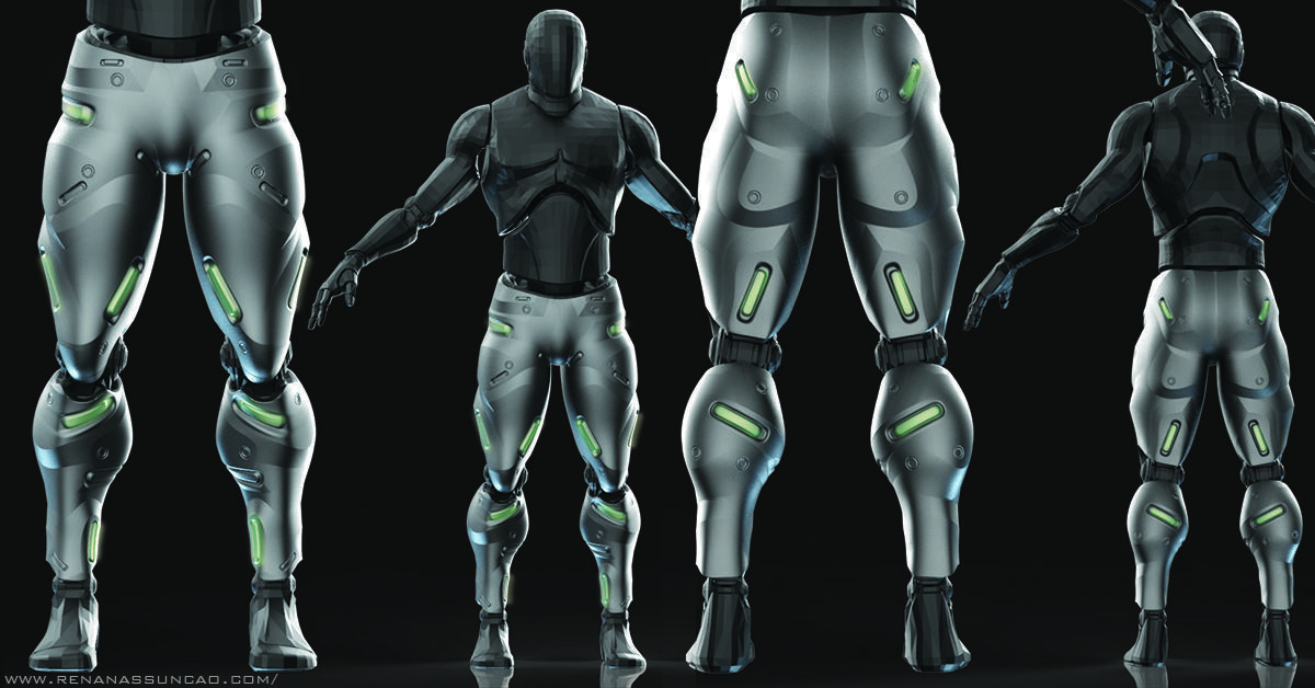 IMM 20 Scifi Legs KitBash with Uvs - Plus LP HP 3D model_4