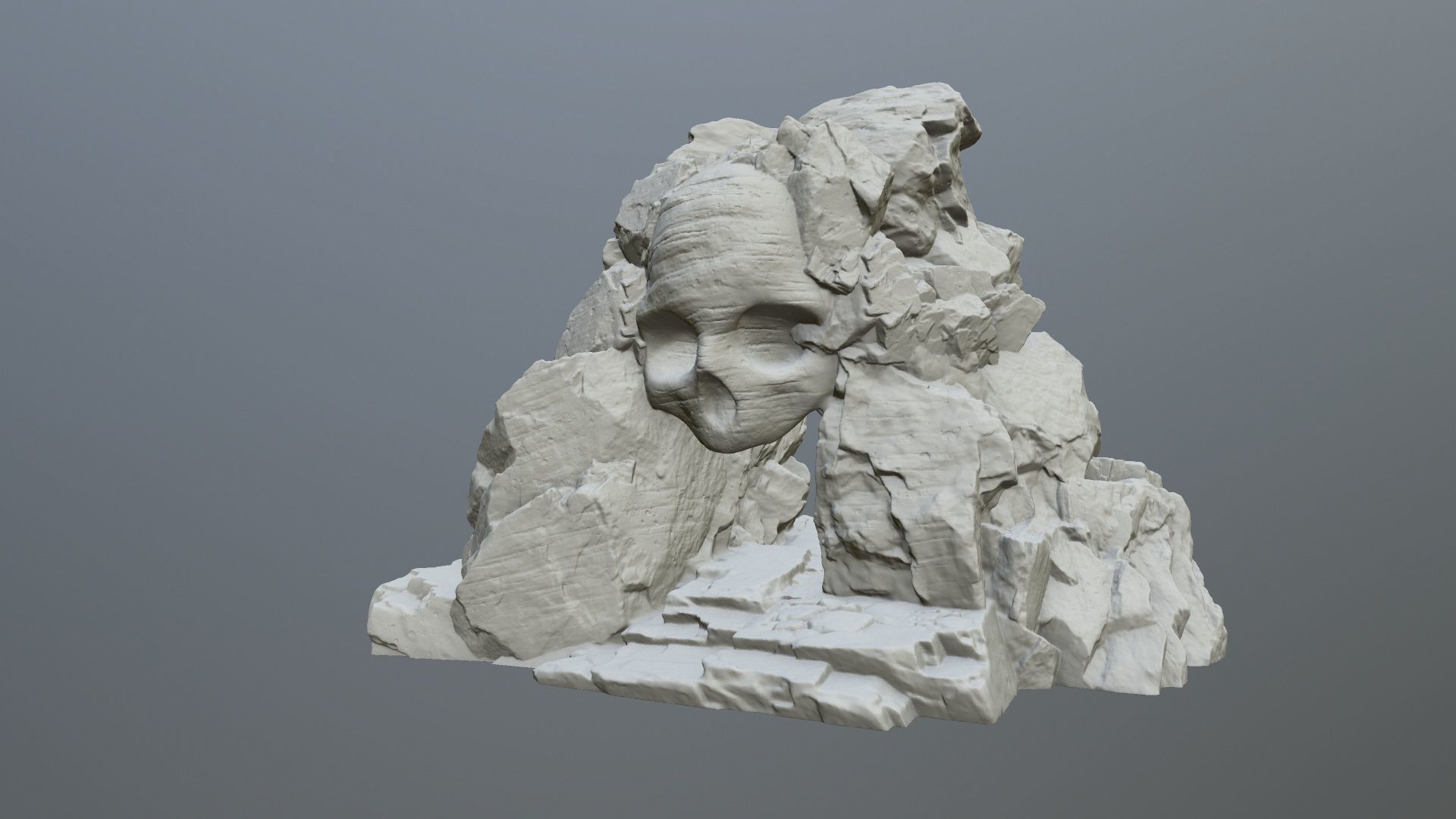 skull cave  3D print model_2