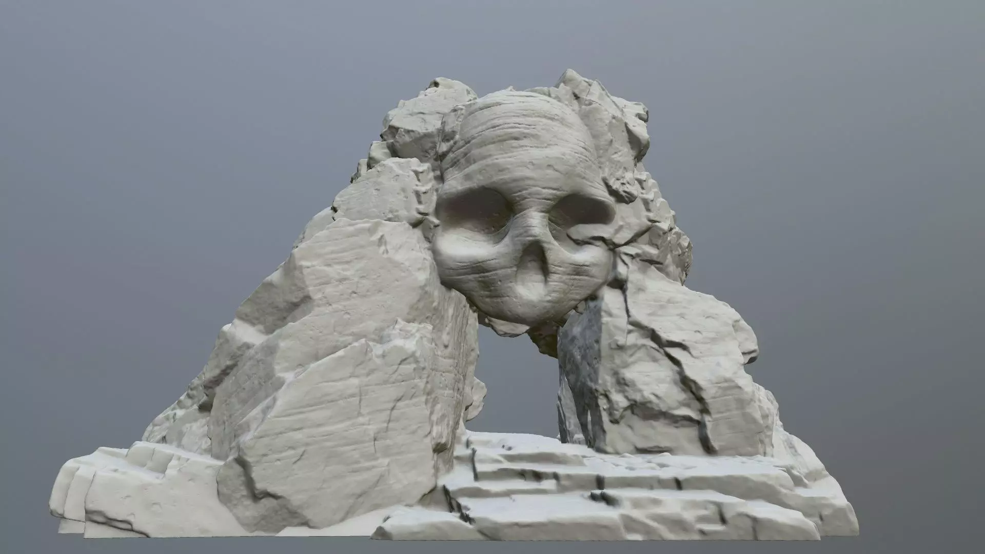 skull cave  3D print model_0