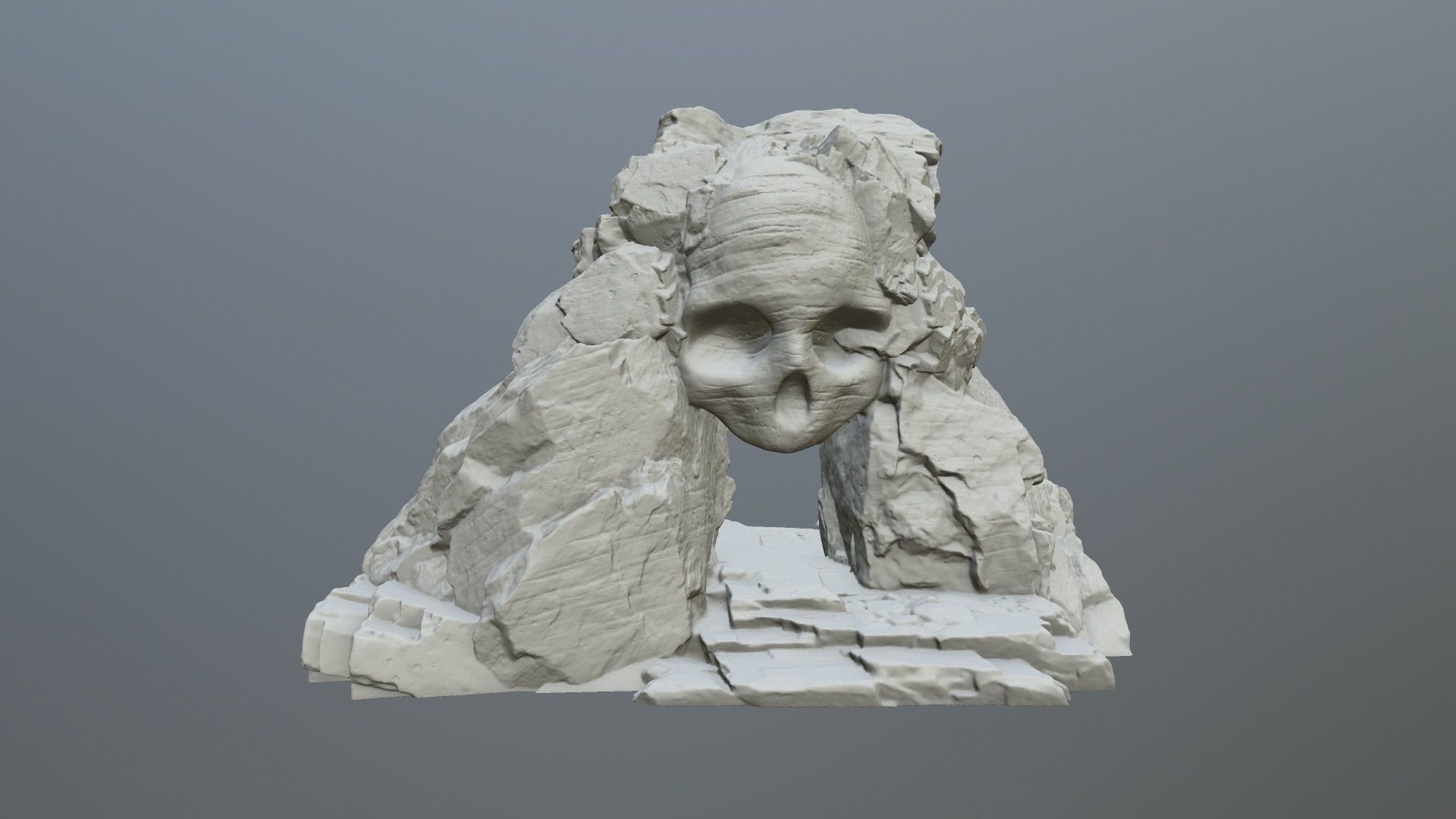 skull cave  3D print model_1