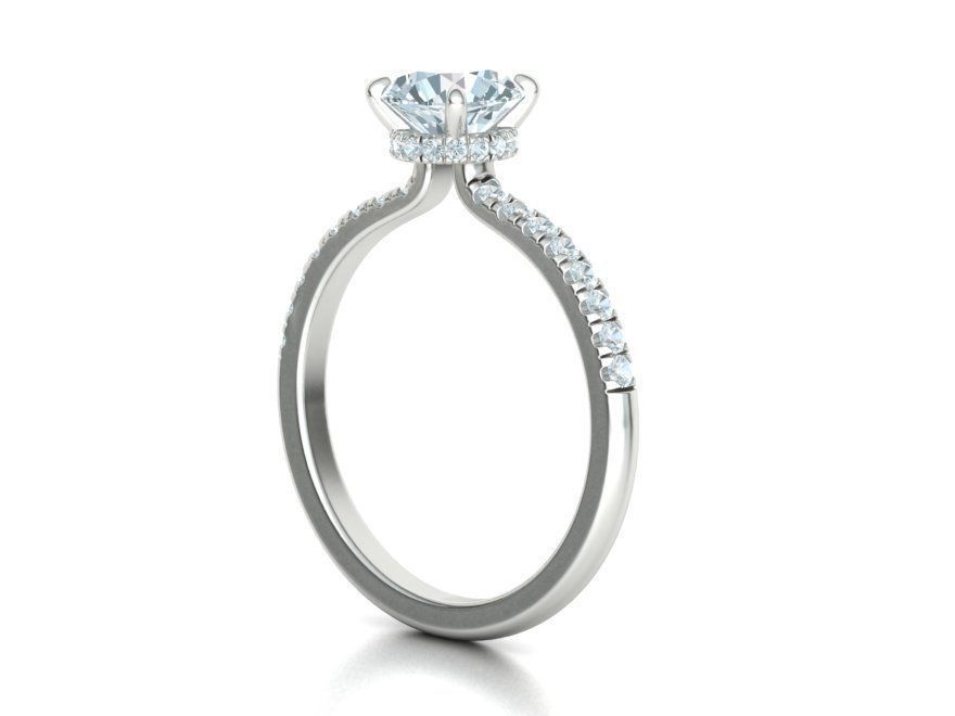 Delicate Engagement Ring 1CT 4prong design 3dmodel 3D print model_17
