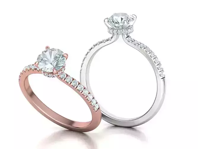 Delicate Engagement Ring 1CT 4prong design 3dmodel 3D print model