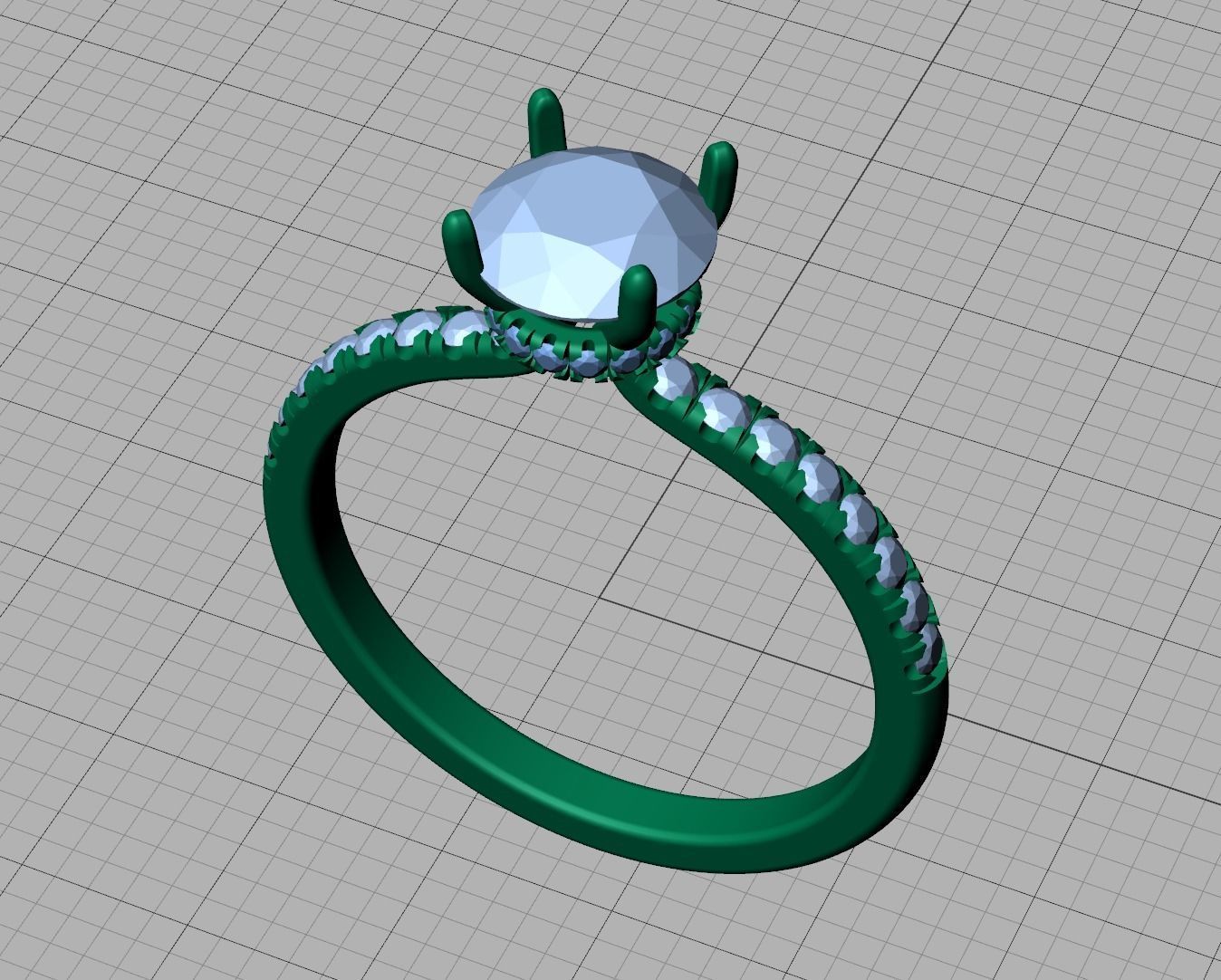 Delicate Engagement Ring 1CT 4prong design 3dmodel 3D print model_14