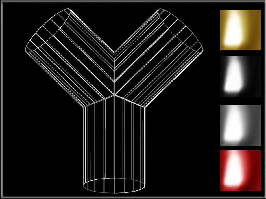 Wire Pipe Y - Joint Low-poly 3D model_1