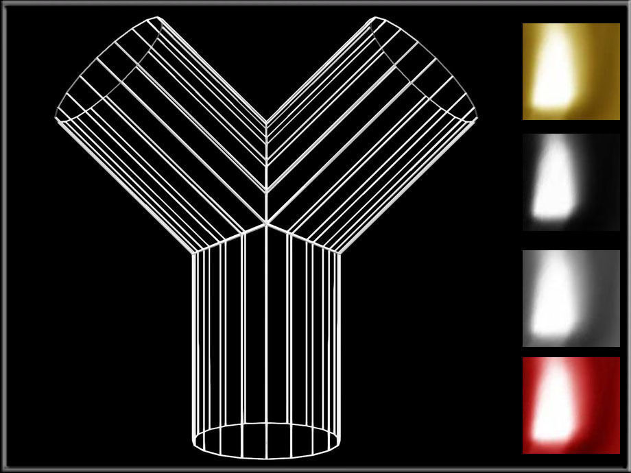 Wire Pipe Y - Joint Low-poly 3D model_4