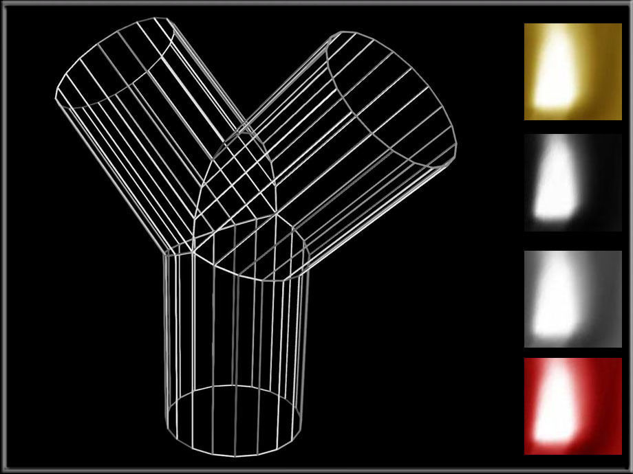 Wire Pipe Y - Joint Low-poly 3D model_6