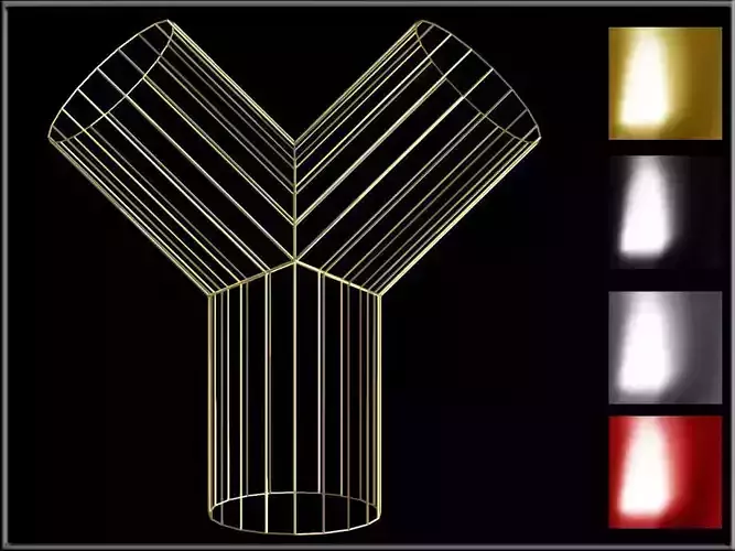 Wire Pipe Y - Joint Low-poly 3D model