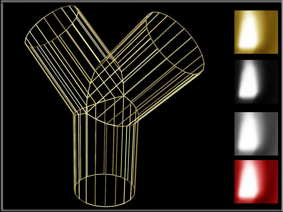 Wire Pipe Y - Joint Low-poly 3D model_5