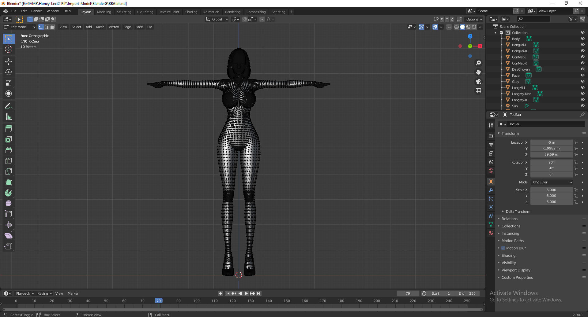 Girl 3D Model Blender Low-poly 3D model_6