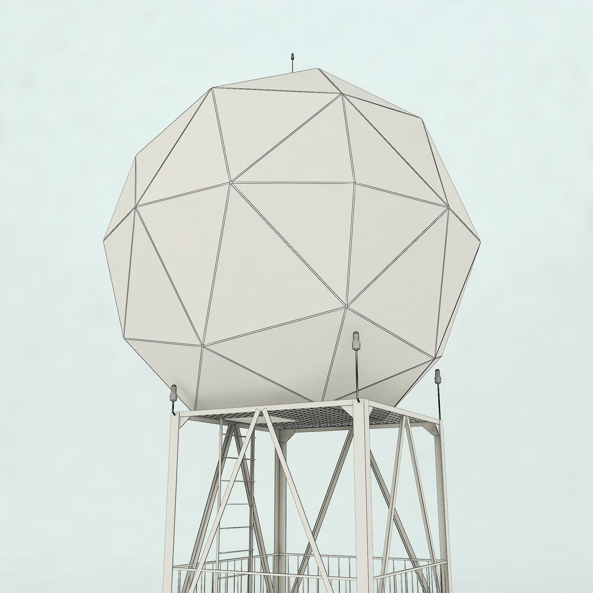 Airport Weather Radar Tower  3D model_10