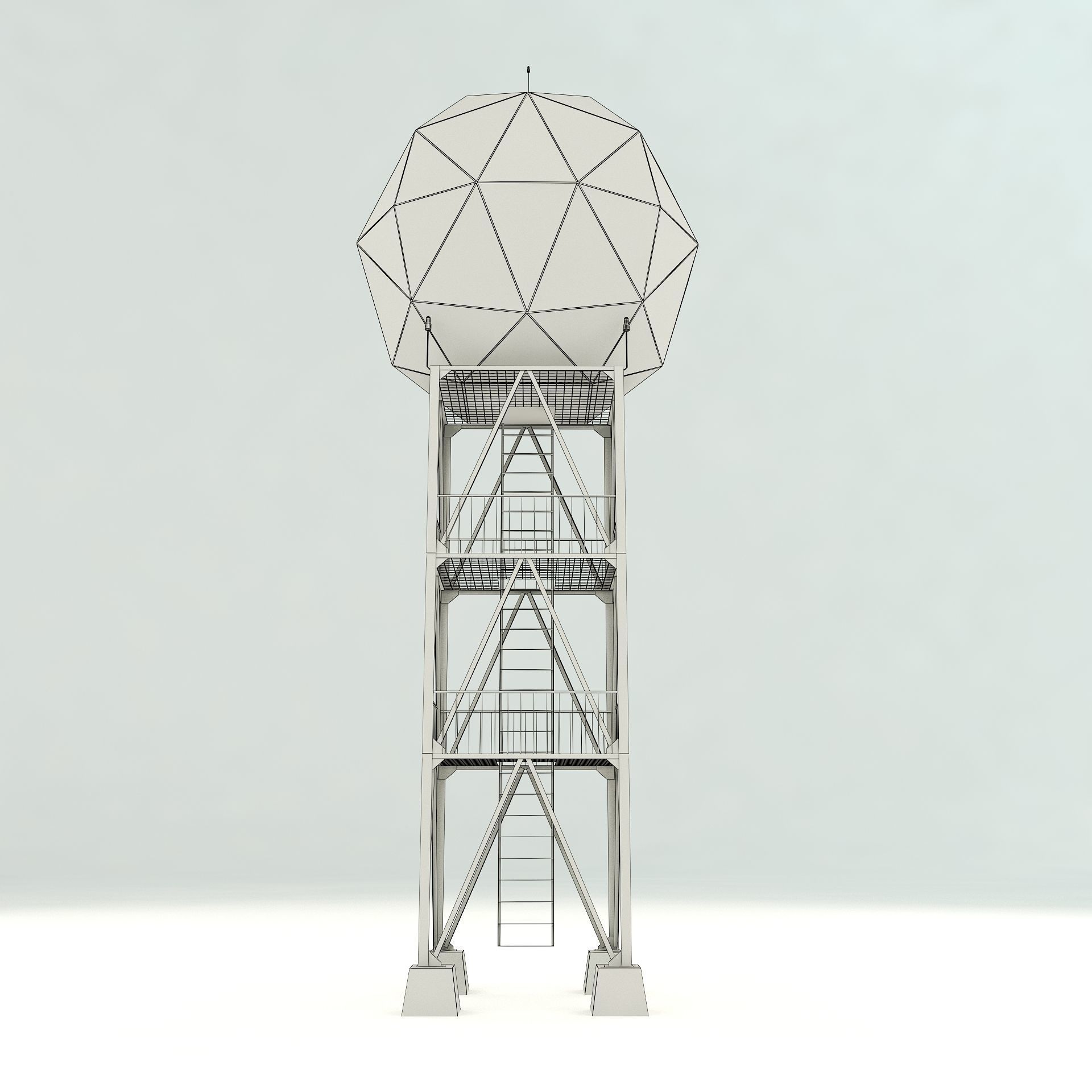 Airport Weather Radar Tower  3D model_6