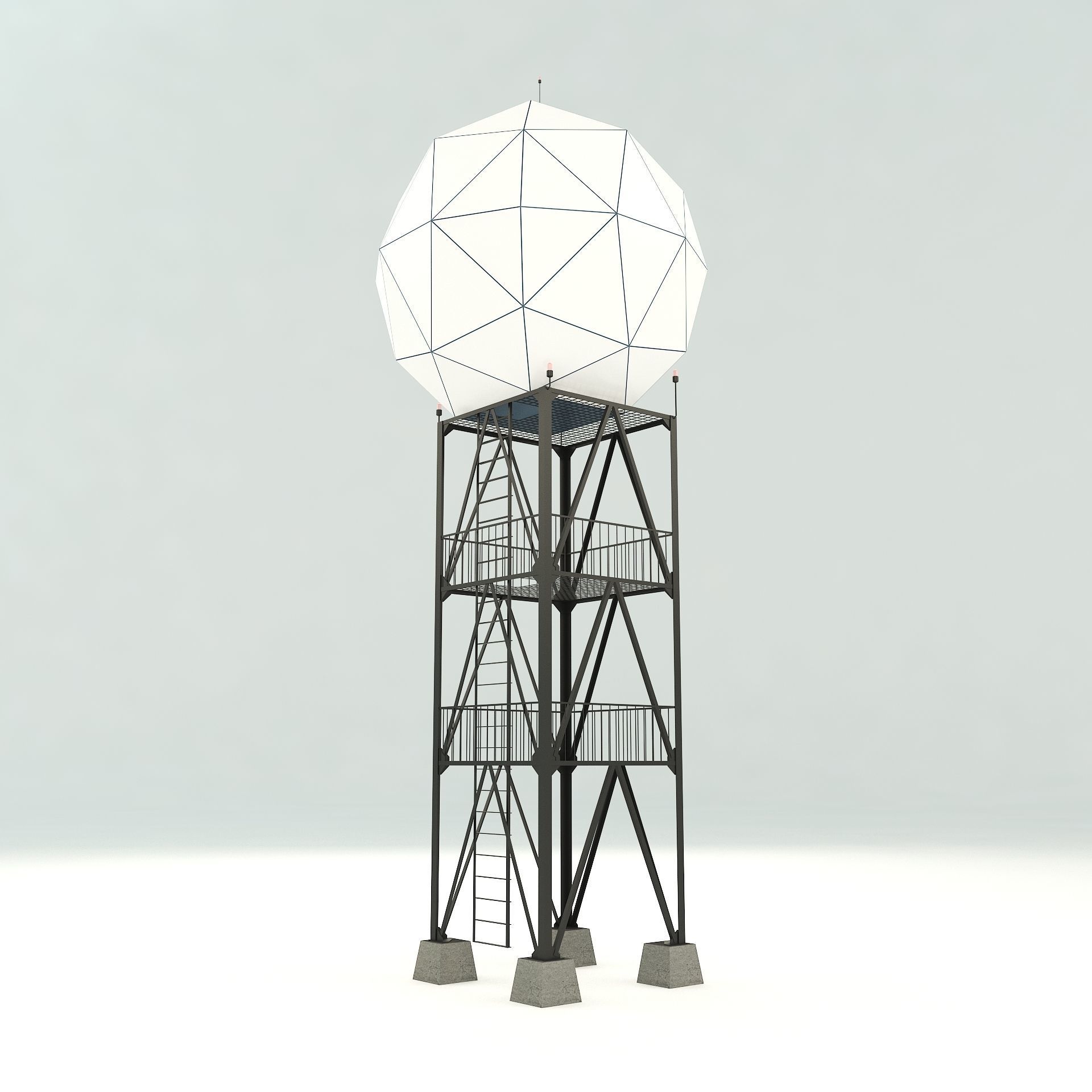 Airport Weather Radar Tower  3D model_2