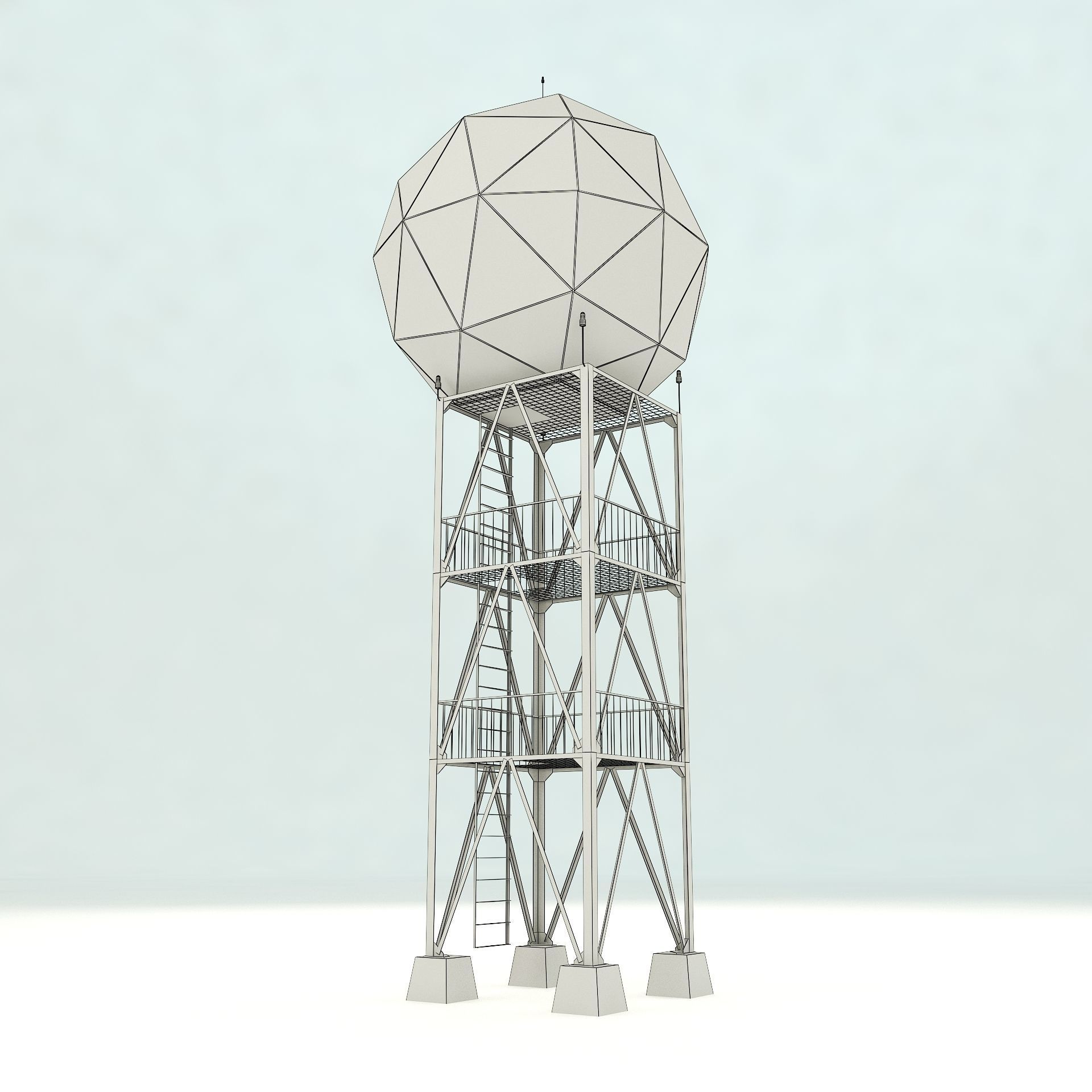Airport Weather Radar Tower  3D model_7