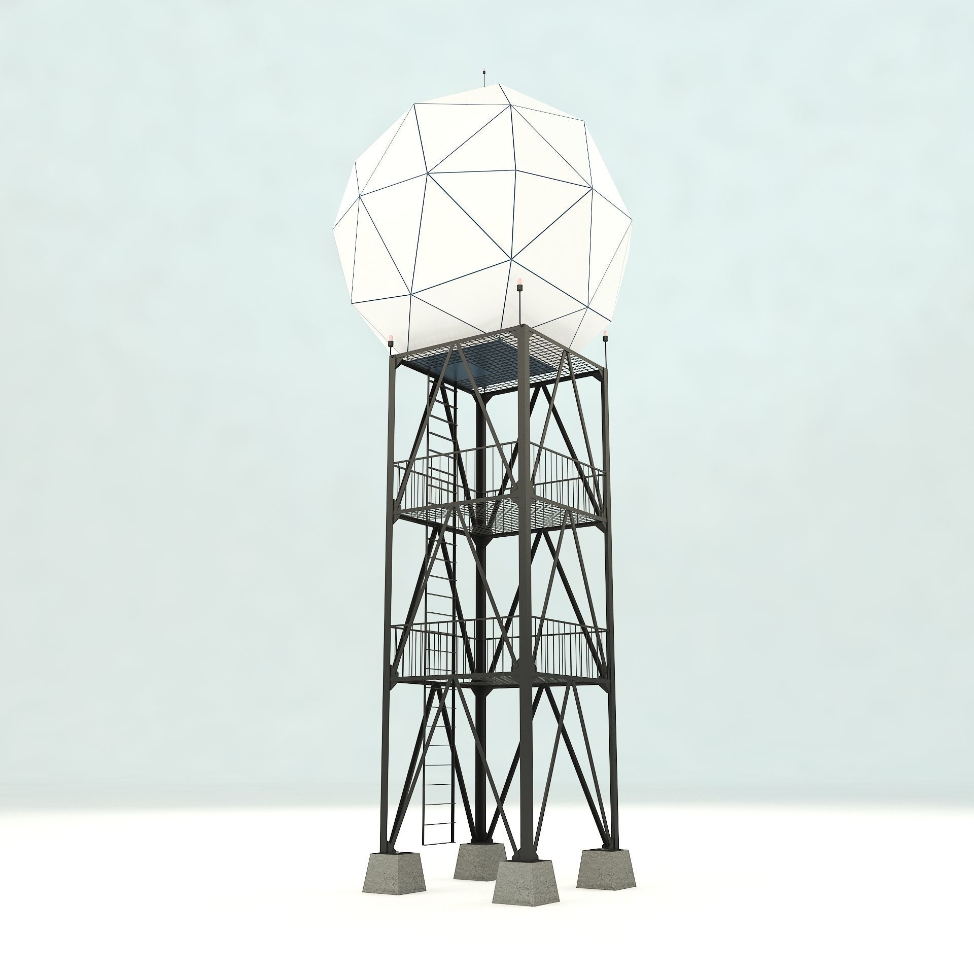 Airport Weather Radar Tower  3D model_1