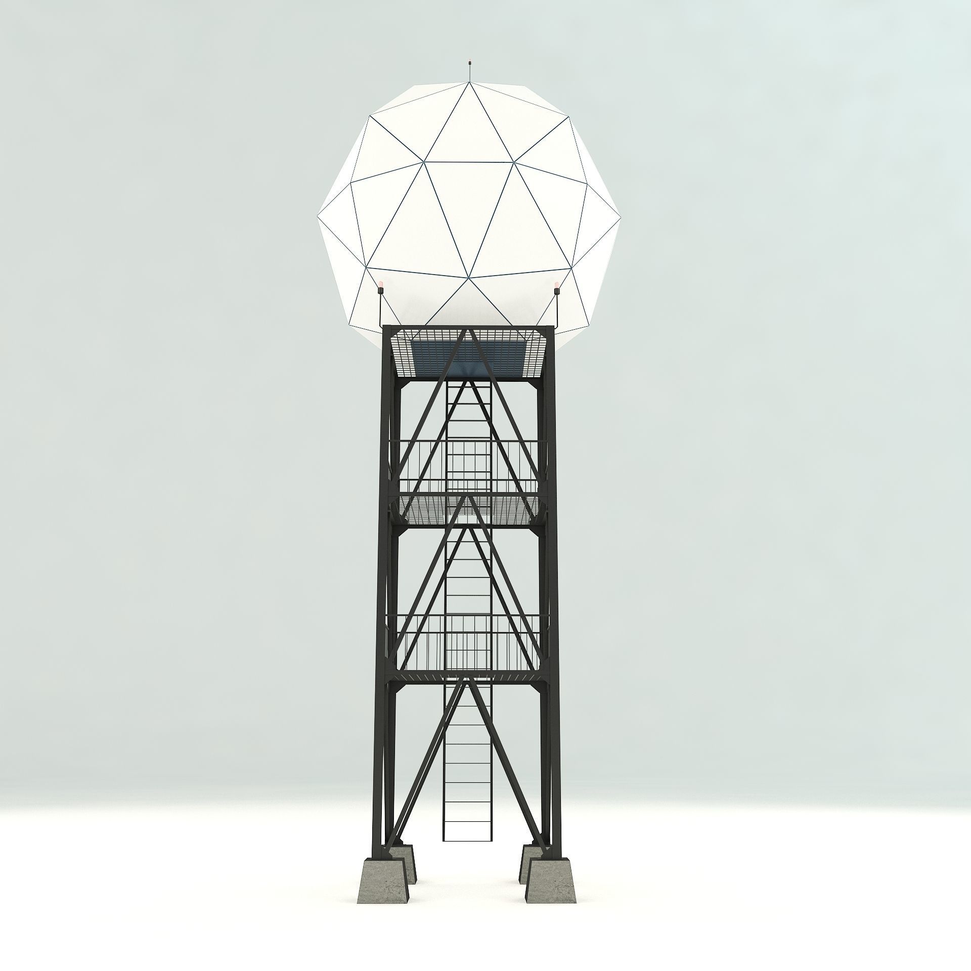 Airport Weather Radar Tower  3D model_0