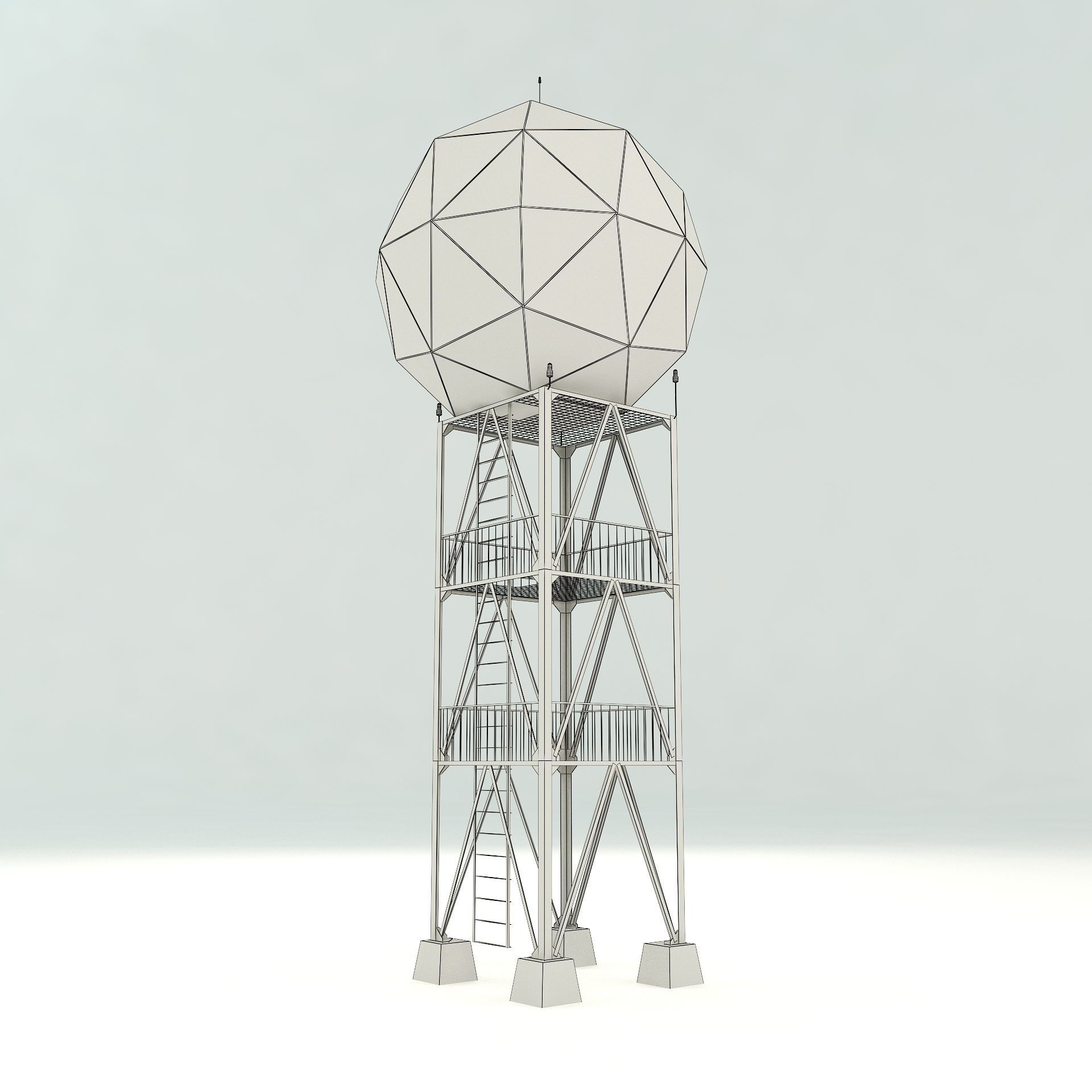 Airport Weather Radar Tower  3D model_8