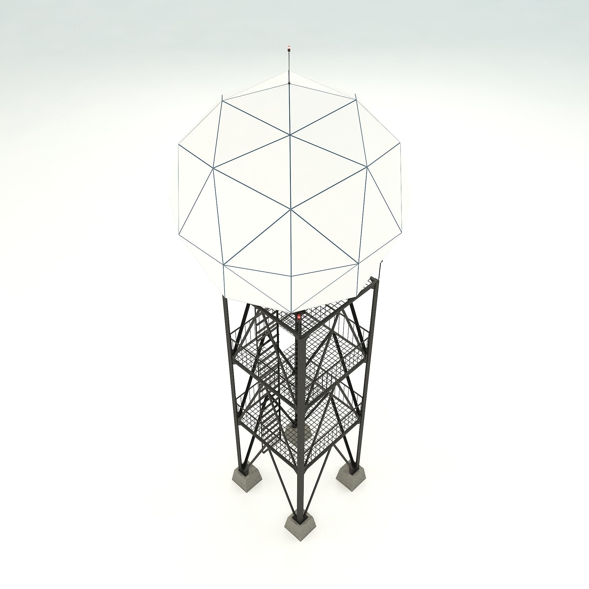 Airport Weather Radar Tower  3D model_3
