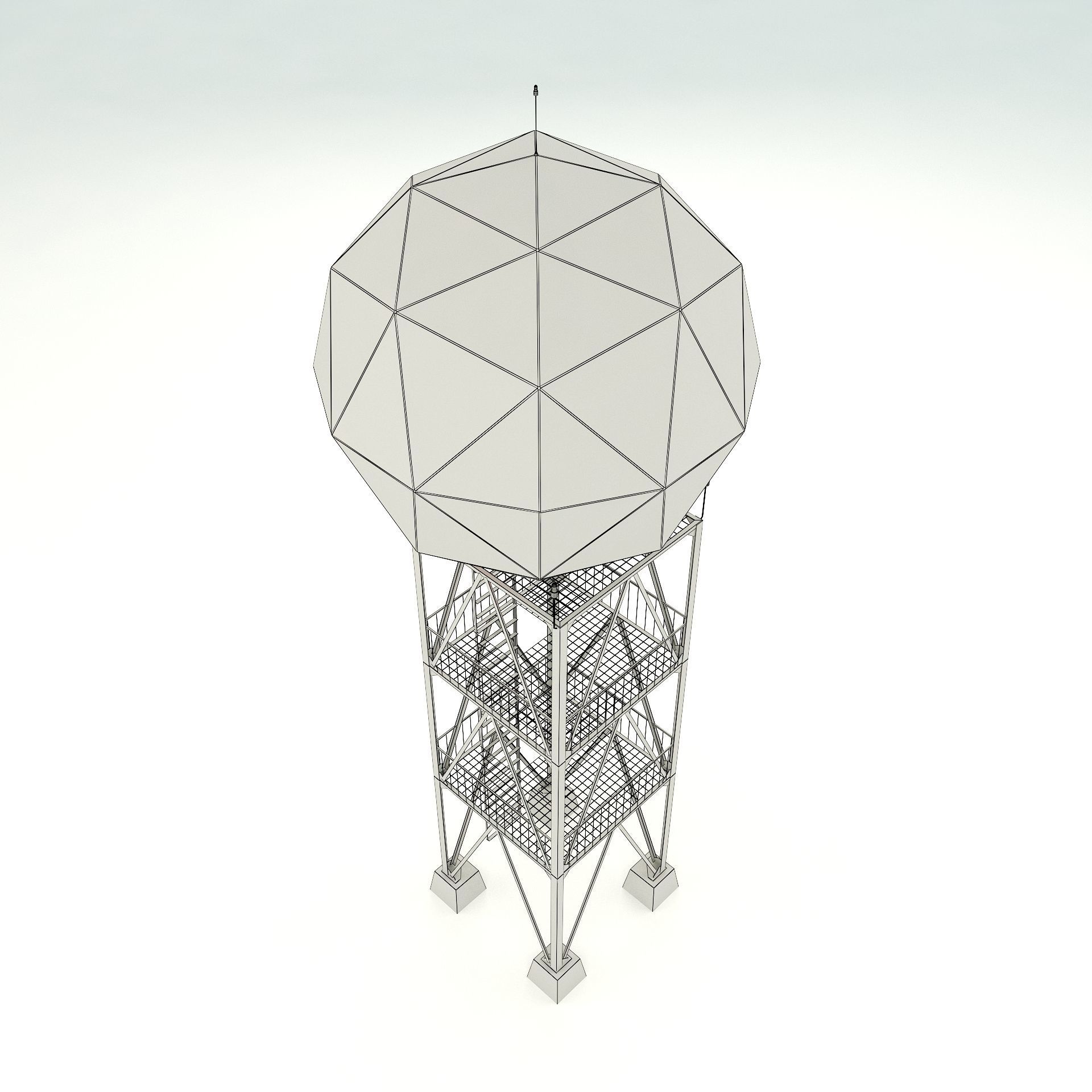 Airport Weather Radar Tower  3D model_9