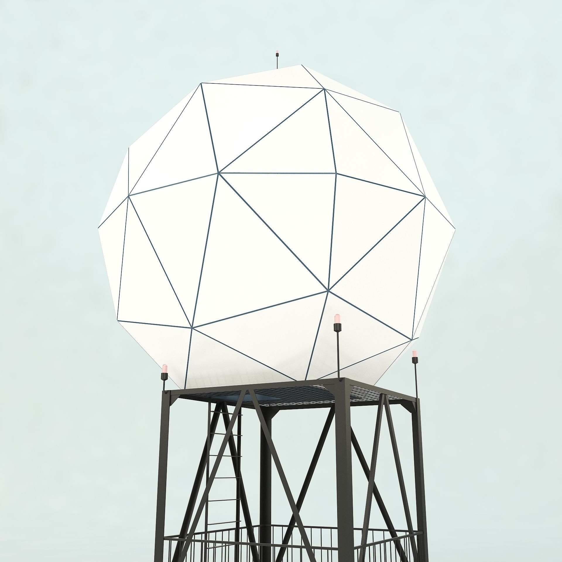 Airport Weather Radar Tower  3D model_4