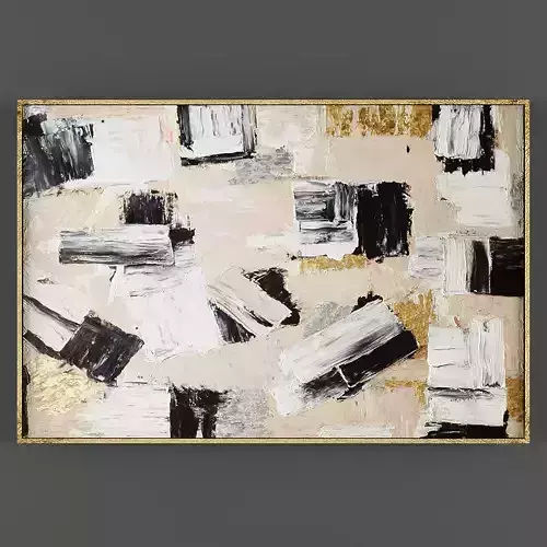 Art238 abstract painting gold on wall