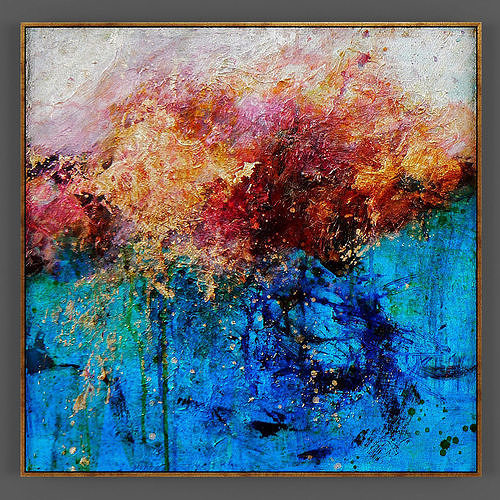 Art248 abstract painting of orange sky Low-poly 3D model