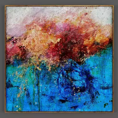 Art248 abstract painting of orange sky