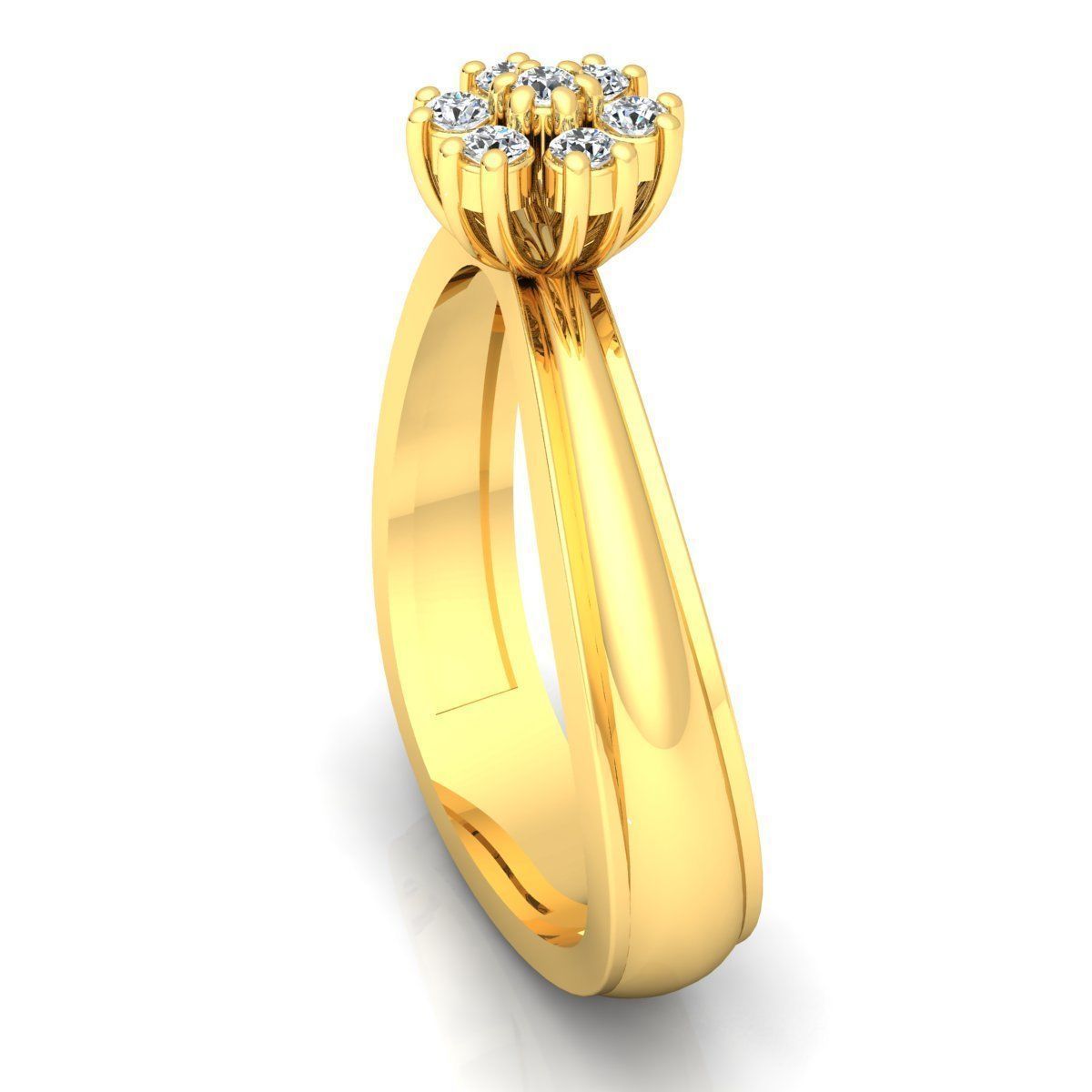 BAND 5 rose gold diamond flower ring 3D print model_15