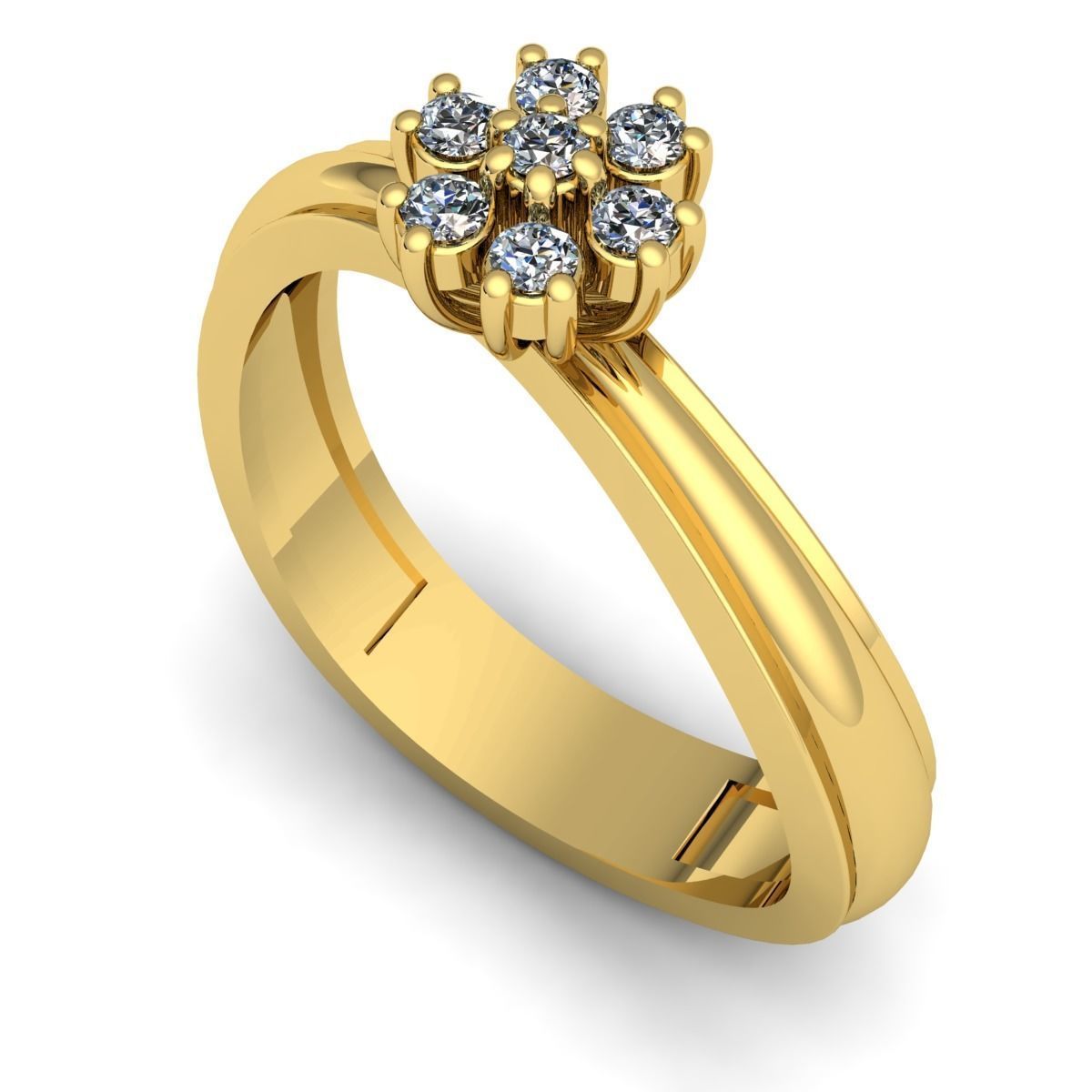 BAND 5 rose gold diamond flower ring 3D print model_1